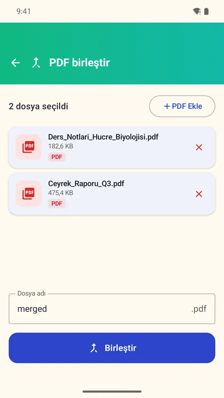 OmniDoc ekranı: Dosyaları istediğin sırayla seç
